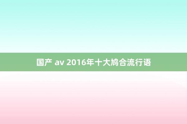 国产 av 2016年十大鸠合流行语